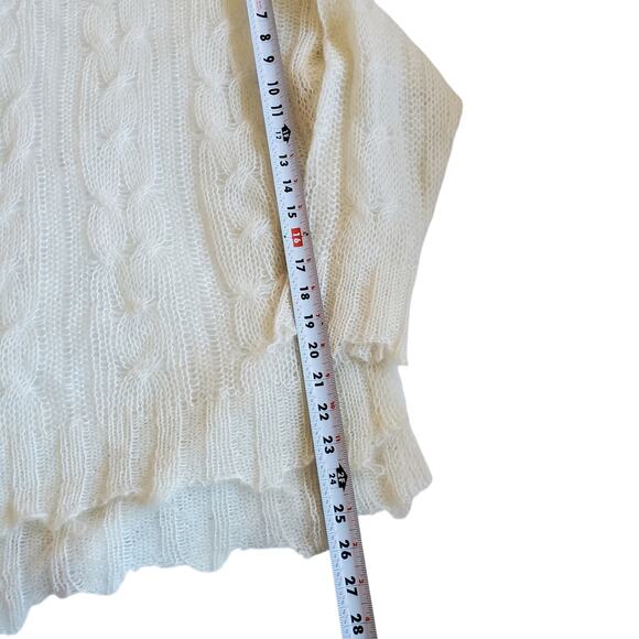 Anthropologie The Posey Stitchy Distressed Wool Blend Ivory Sweater - Small - Picture 6 of 7